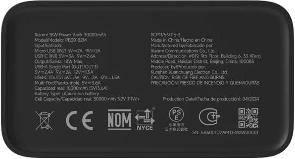 Power Bank Xiaomi - 30000mAh